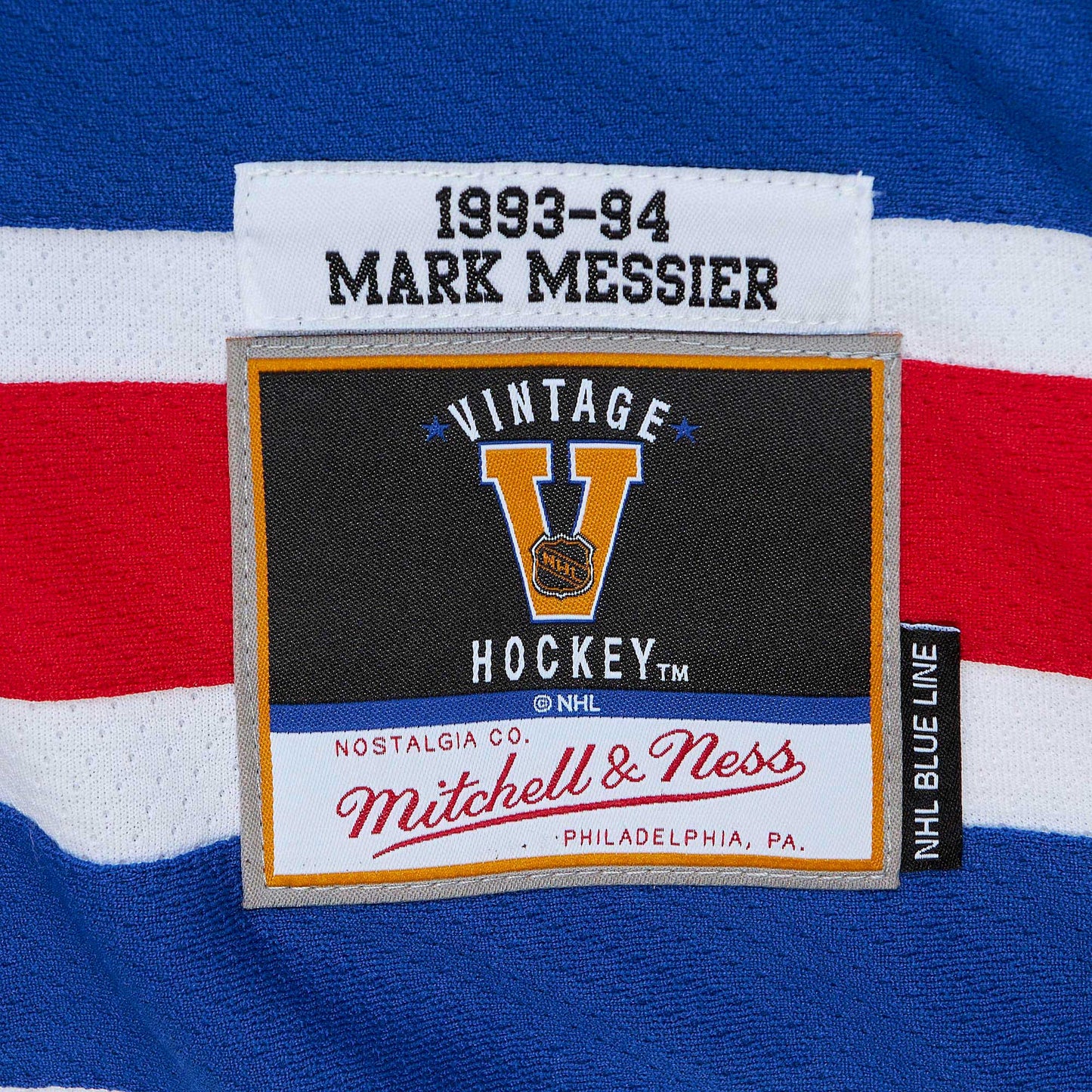 Mark Messier New York Rangers Mitchell & Ness 1993/94 Captain Patch Blue Line Player Jersey - White
